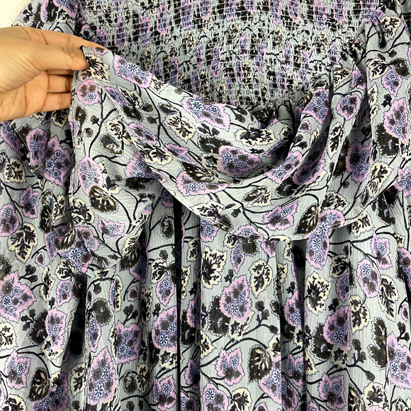 Cinq a Sept Drew Georgette Top Womens Small Floral Smocked Ruffle Romantic - Picture 7 of 16